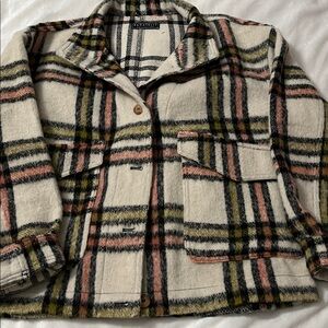 Cream and Black Plaid Jacket